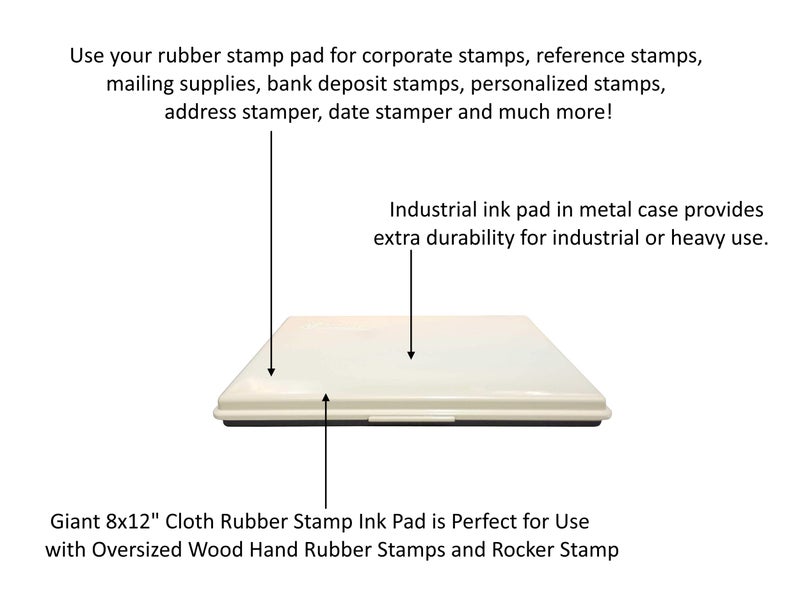 Uimprint Extra Large 8'' x 12'' Industrial Rubber Stamp Ink Pad in Metal Case, Black Stamp Pad - Image 3